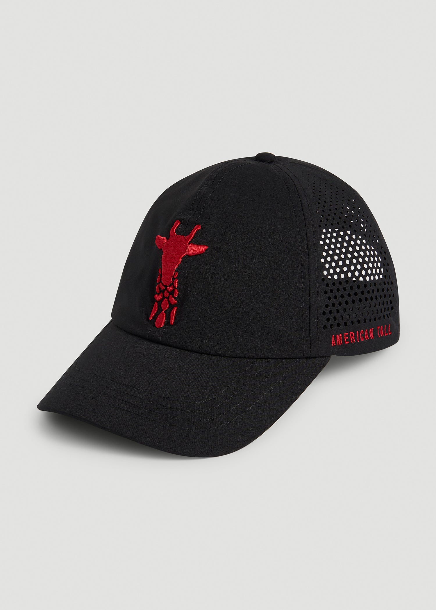 Lightweight Perforated Hat in Black with Red Logo