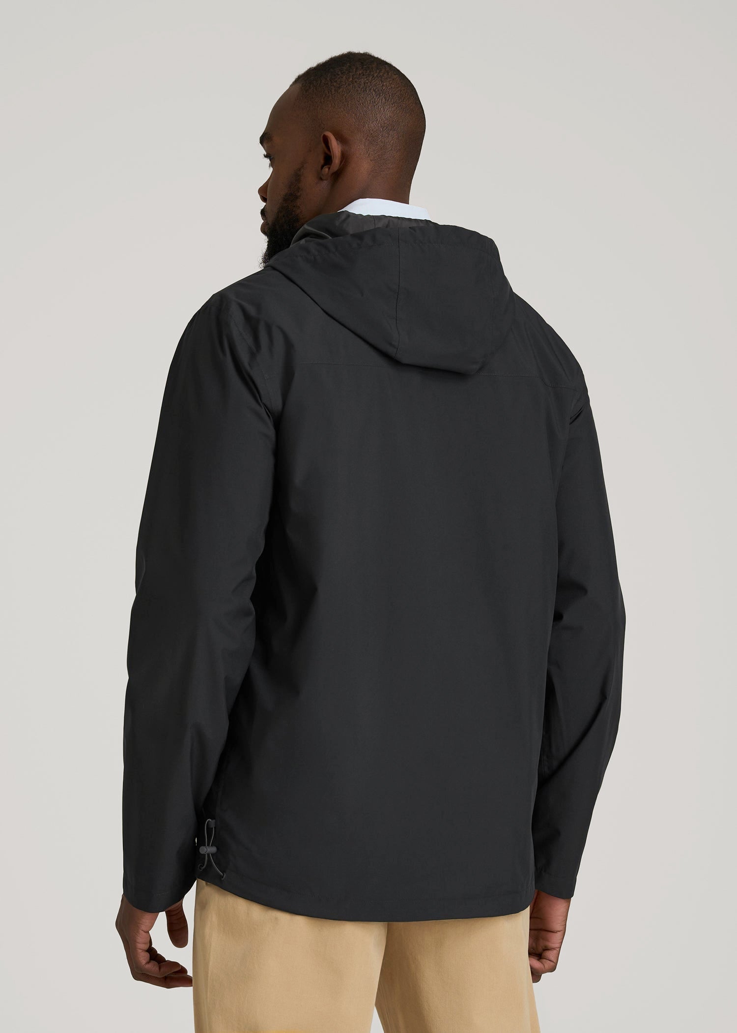 Lightweight Rain Jacket for Tall Men in Black