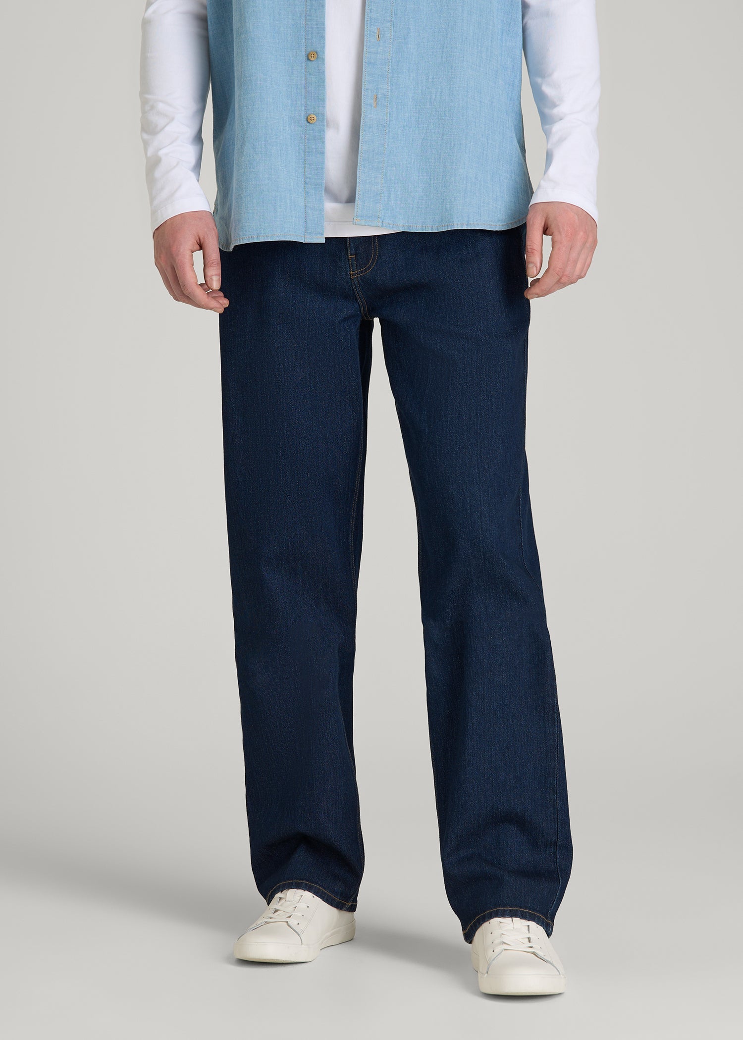 Hudson Loose Fit Jeans for Tall Men in Deep Indigo Wash