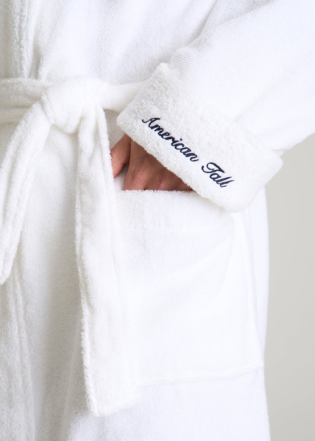 Luxe Zero Twist Cotton Hotel Robe for Tall Men in White