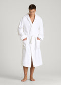 Luxe Zero Twist Cotton Hotel Robe for Tall Men in White