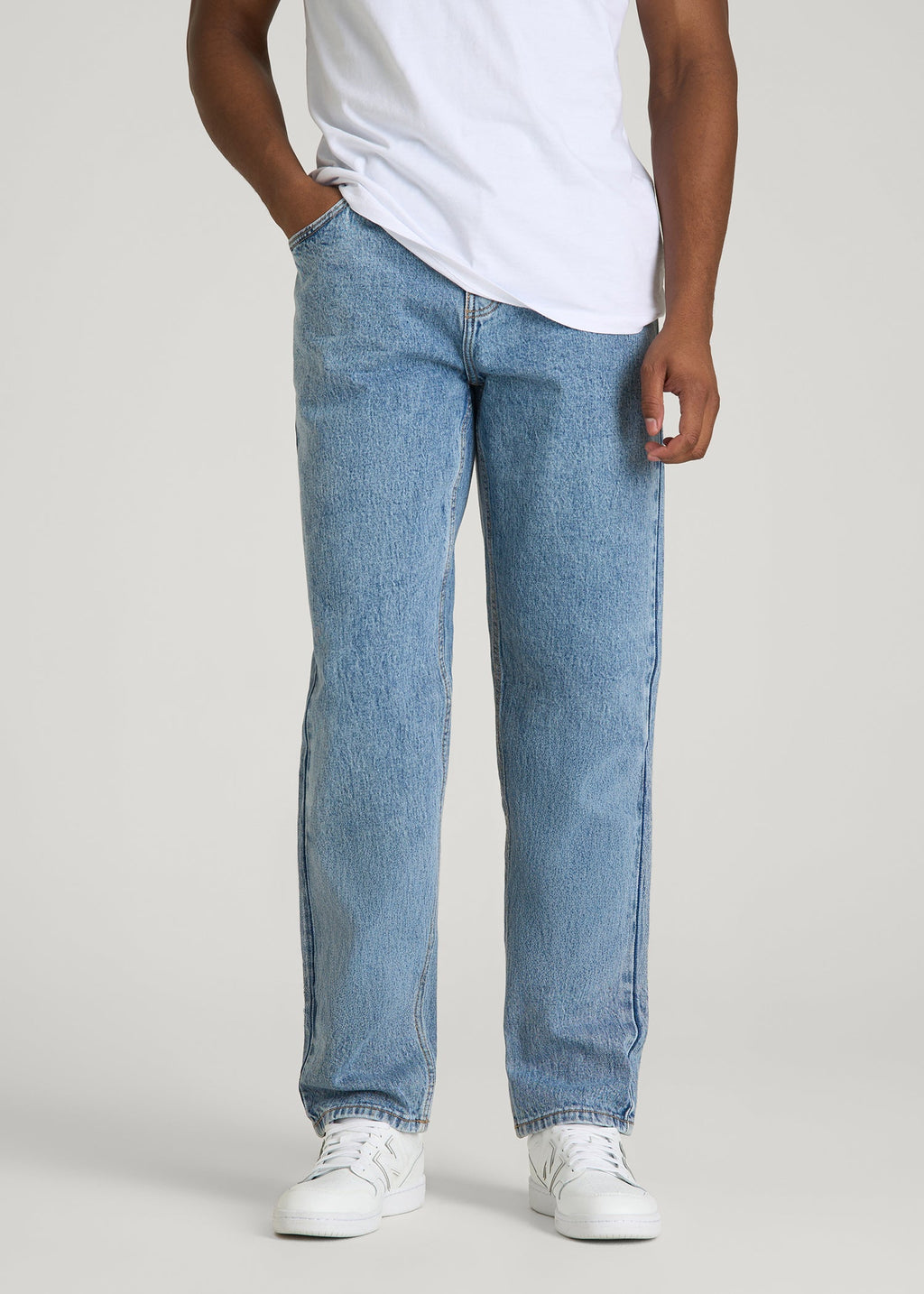 MILO Relaxed Tapered Fit Jeans for Tall Men in Perfect Blue