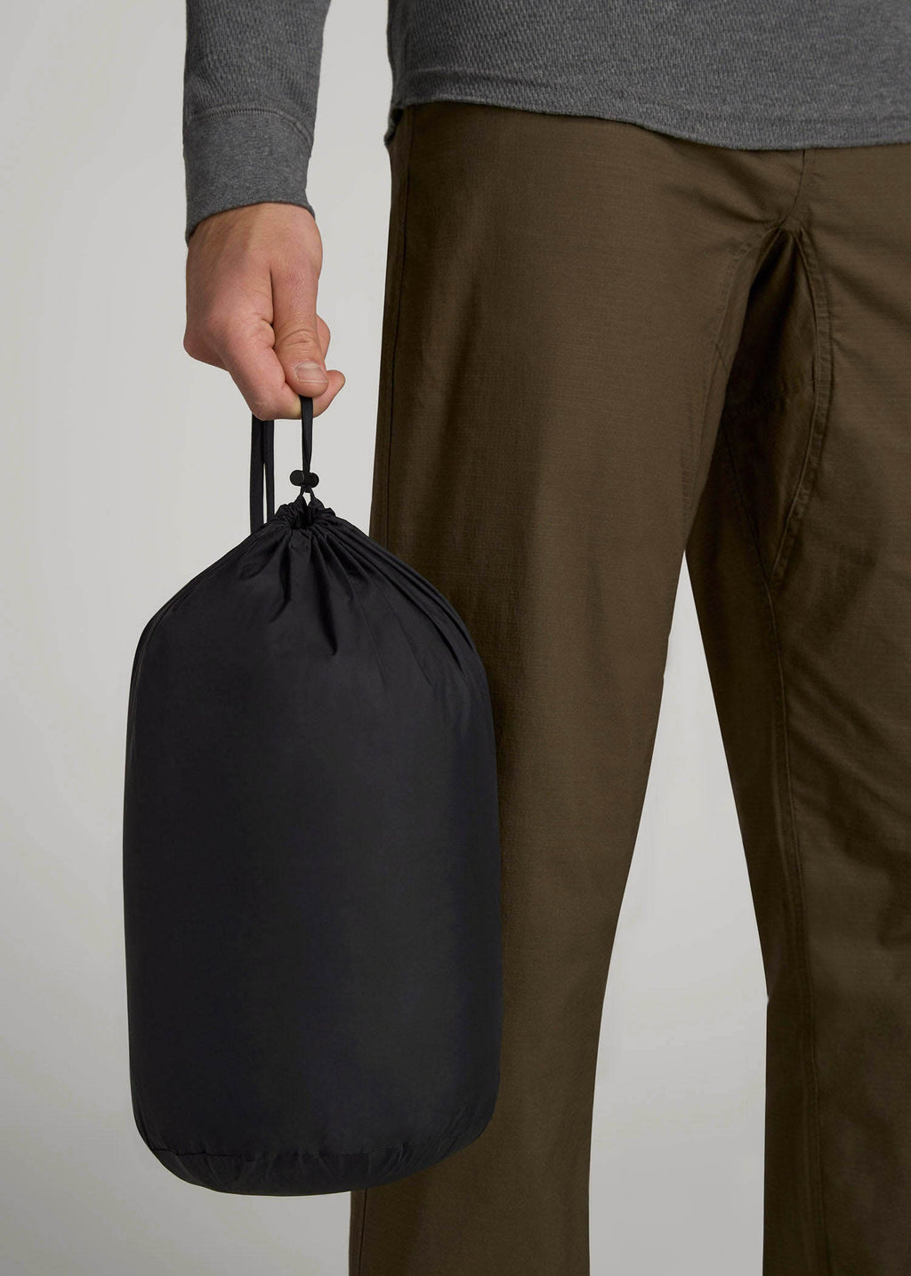 Packable Puffer Jacket for Tall Men in Black