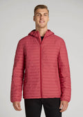 Packable Puffer Jacket for Tall Men in Red Space Dye