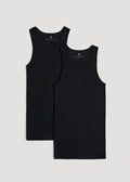 Ribbed Undershirt Tank Top for Tall Men in Black