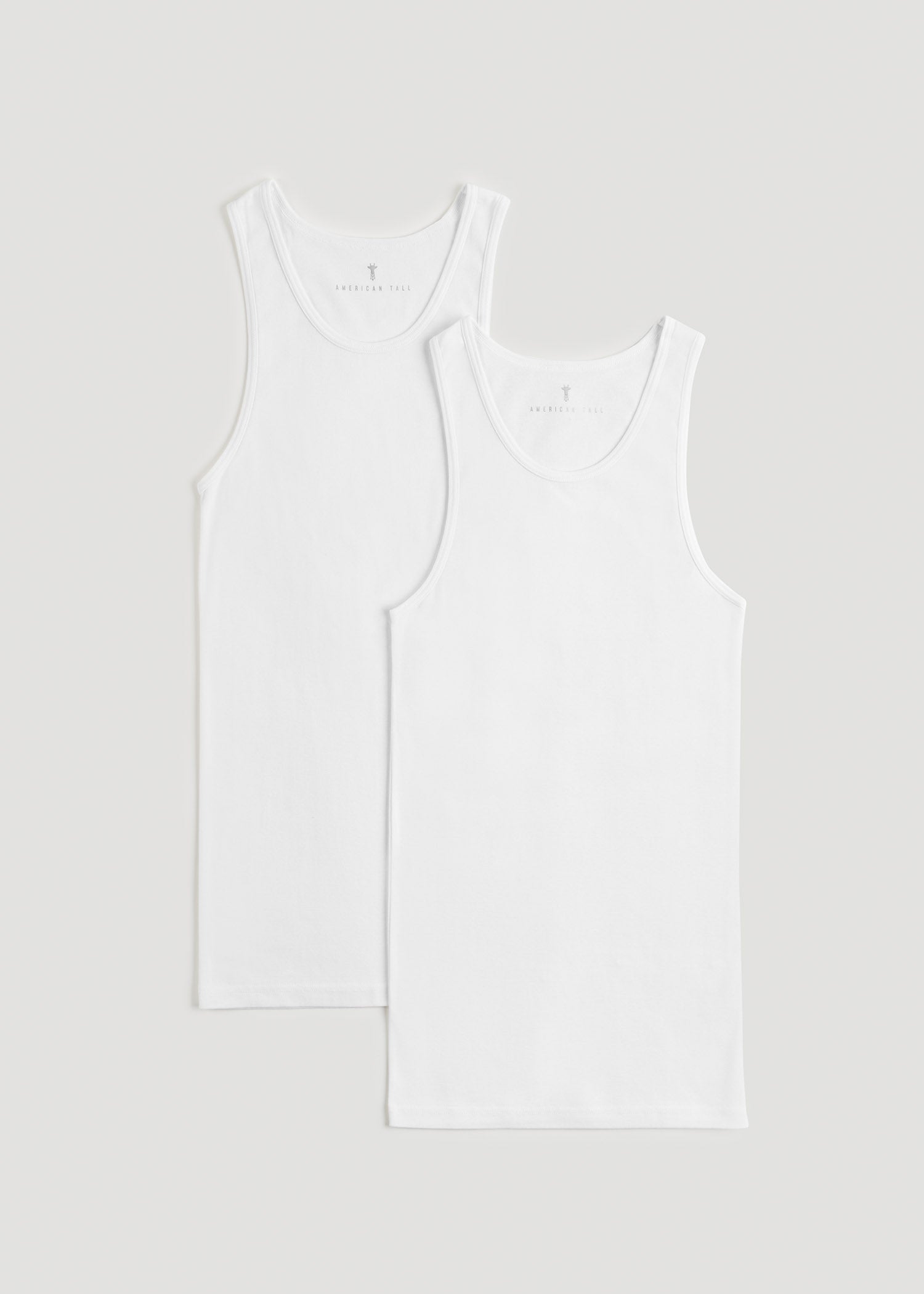 Ribbed Undershirt Tank Top for Tall Men in Bright White