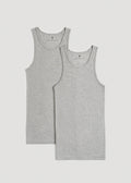 Ribbed Undershirt Tank Top for Tall Men in Grey Mix