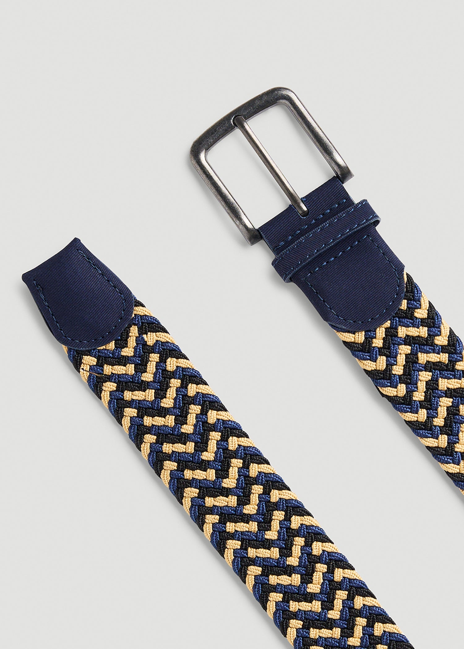 Stretch Woven Belt in Navy and Taupe