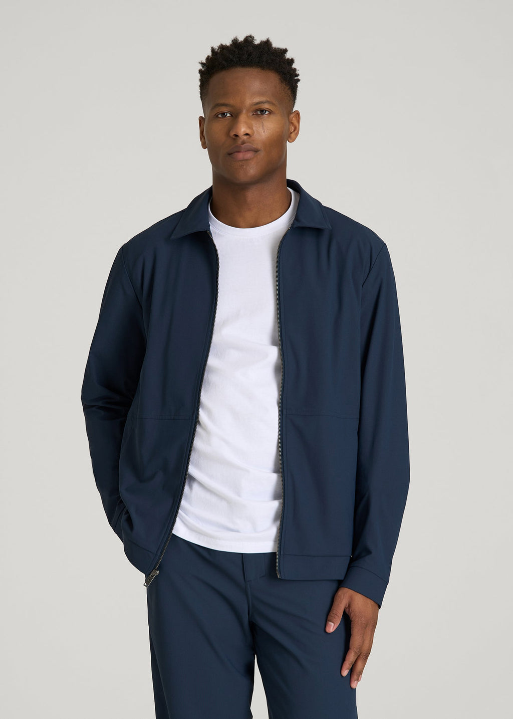 Traveler Bomber Jacket for Tall Men in Navy Blue