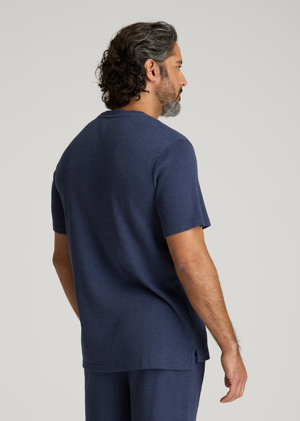 Waffle Lounge Top for Tall Men in Navy Blue