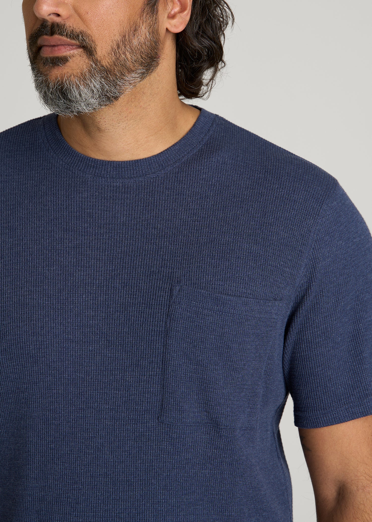 Waffle Lounge Top for Tall Men in Navy Blue
