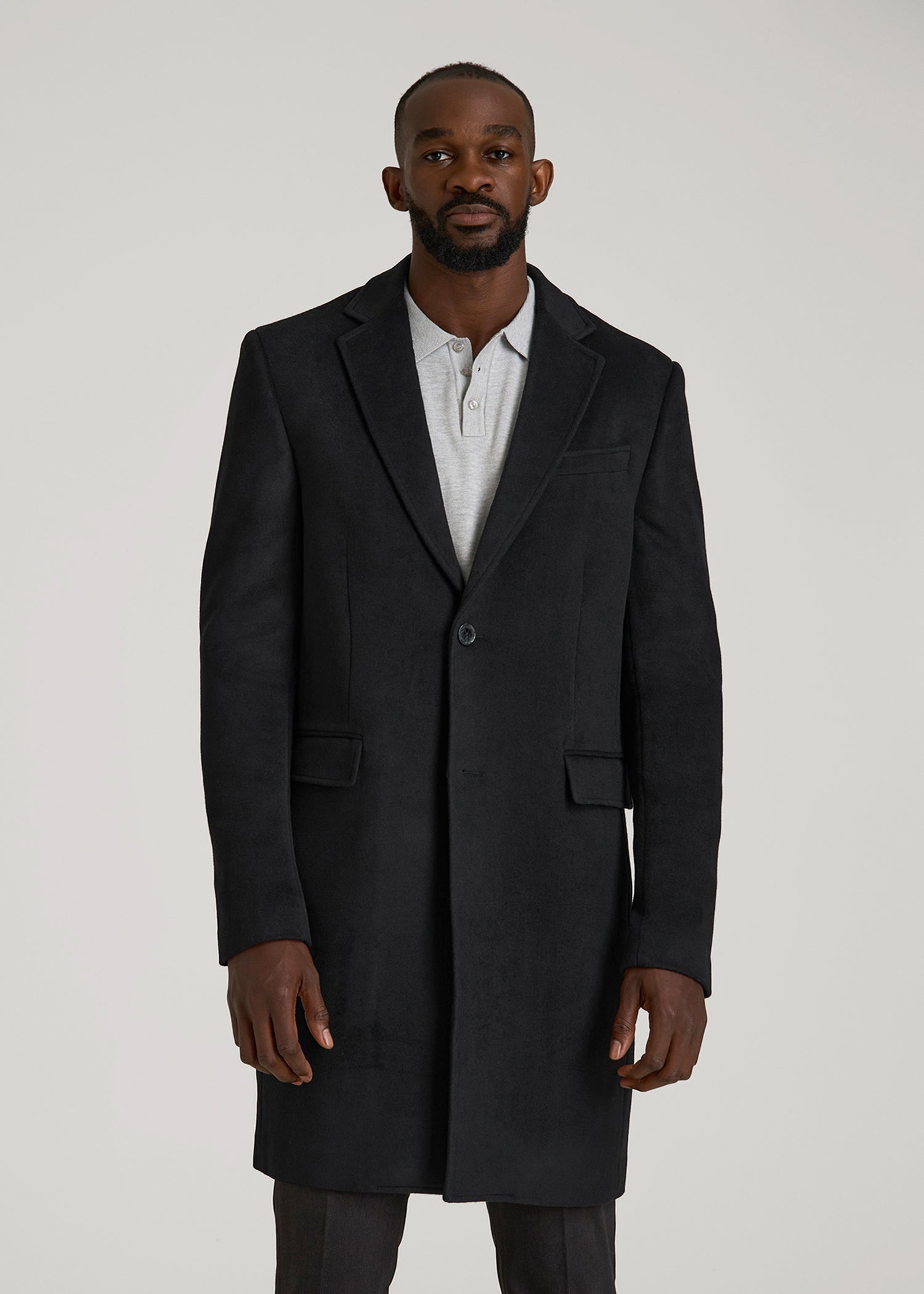 Wool Coat for Tall Men in Black