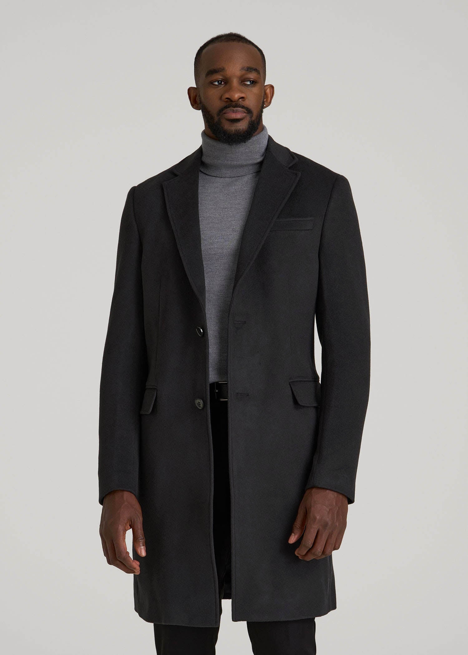 Wool Coat for Tall Men in Charcoal Mix