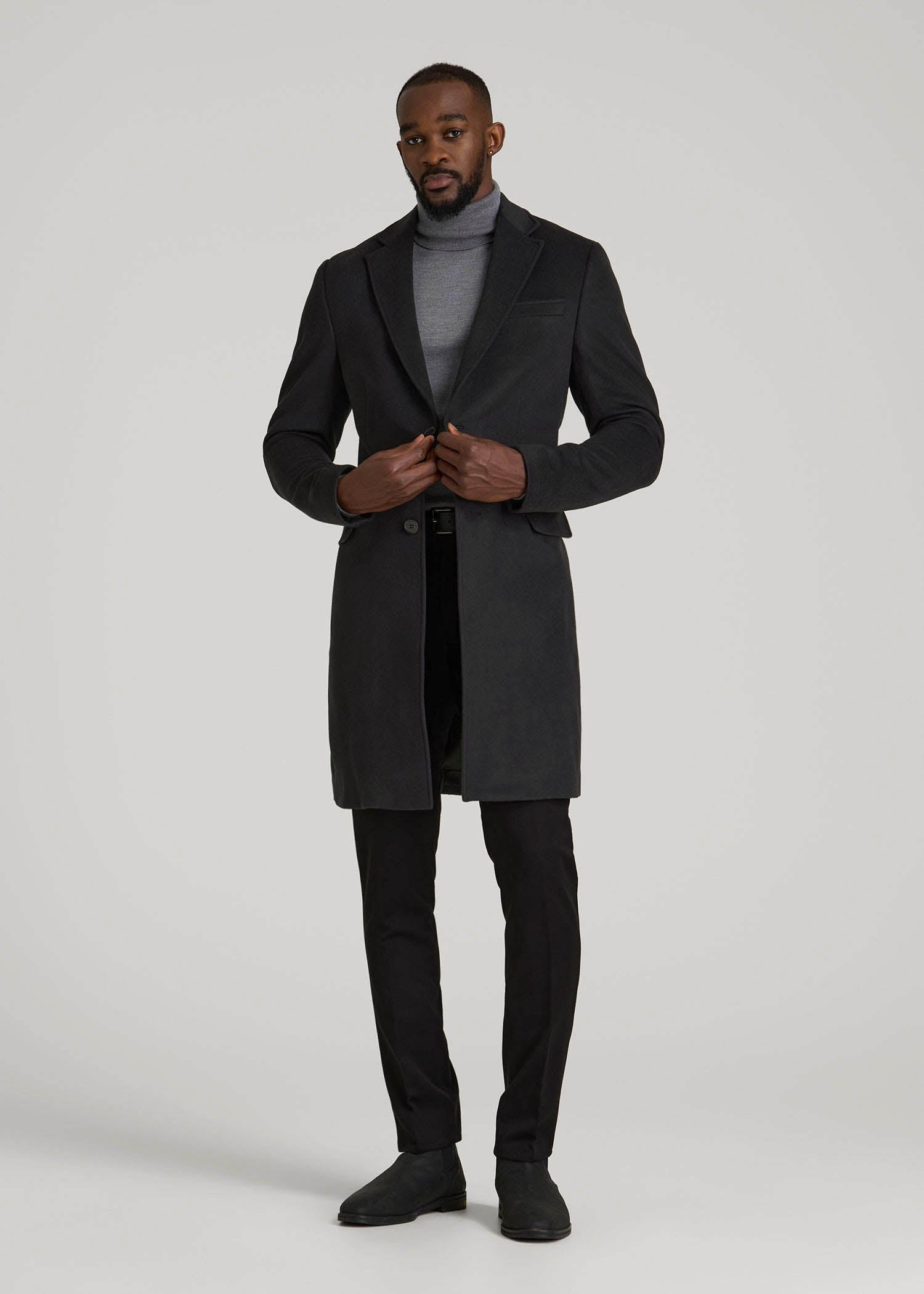 Wool Coat for Tall Men in Charcoal Mix
