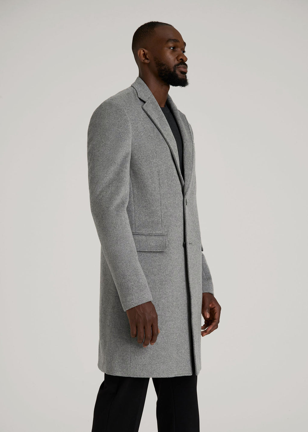 Wool Coat for Tall Men in Mid Grey Mix