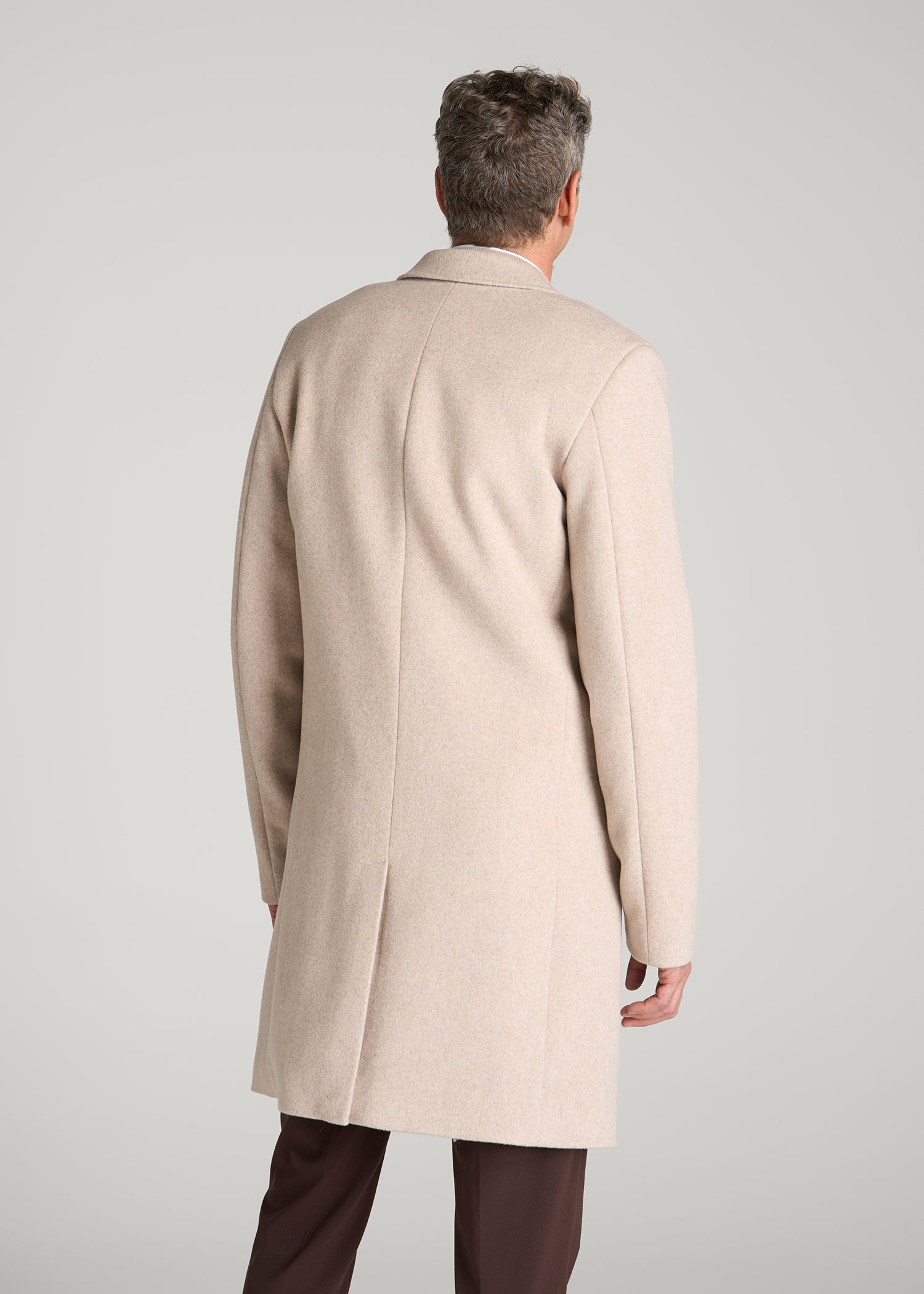 Wool Coat for Tall Men in Simply Taupe Mix