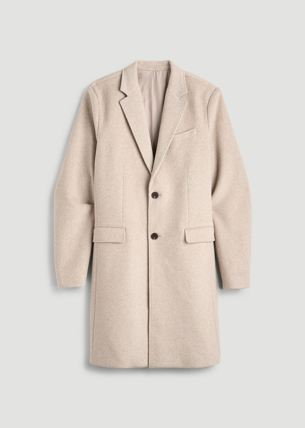 Wool Coat for Tall Men in Simply Taupe Mix