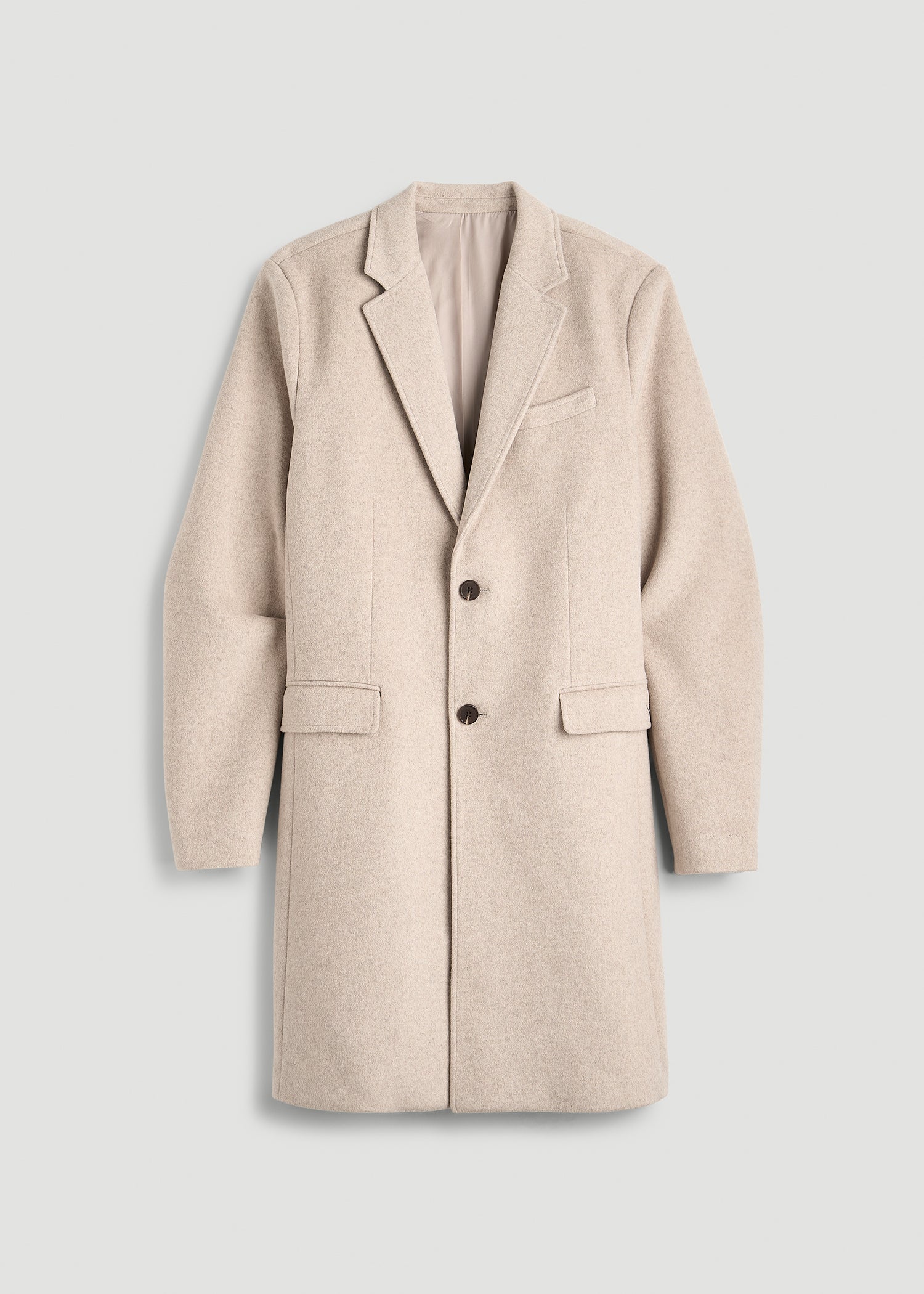 Wool Coat for Tall Men in Simply Taupe Mix