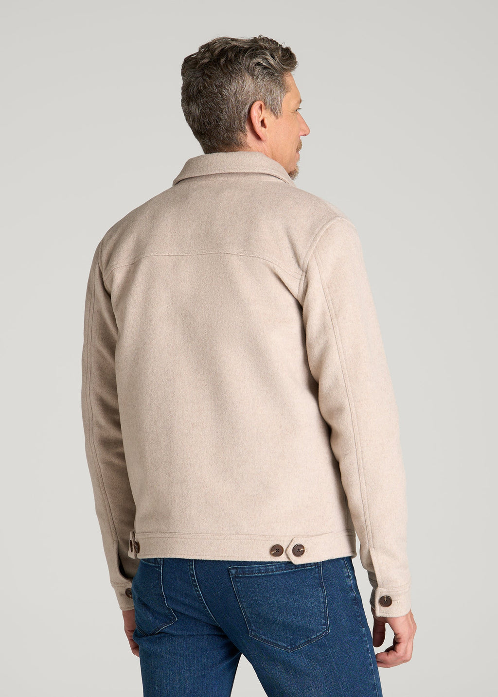Wool Harrington Jacket for Tall Men in Simply Taupe Mix