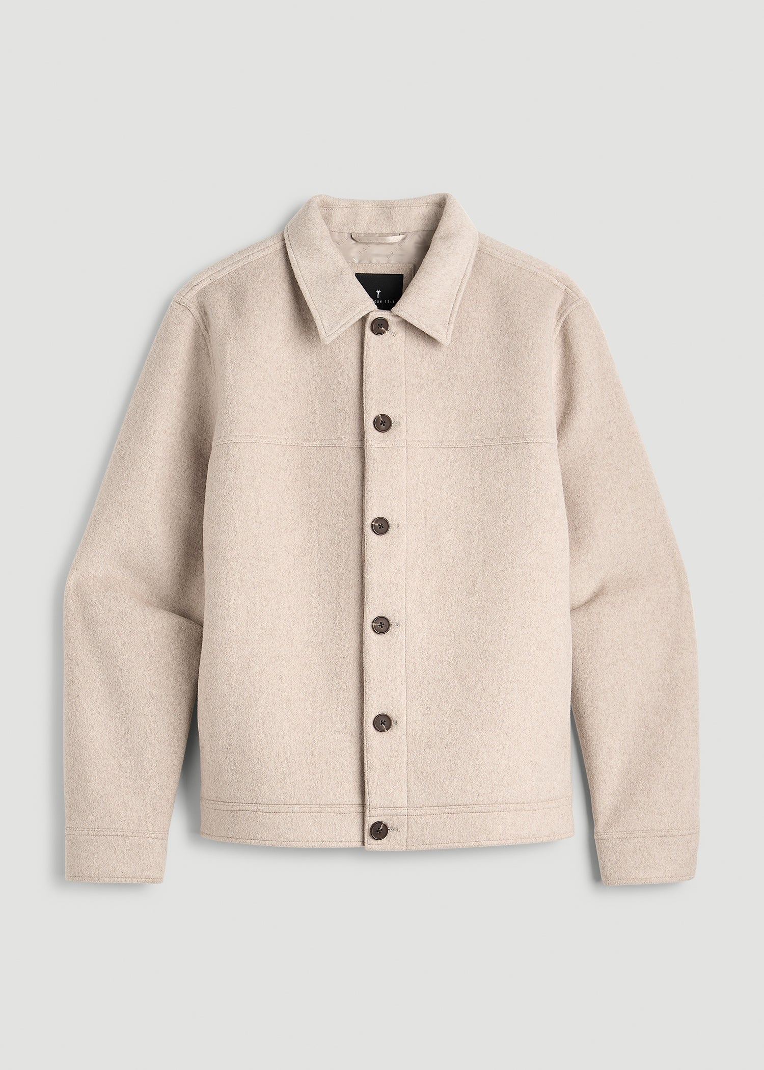 Wool Harrington Jacket for Tall Men in Simply Taupe Mix