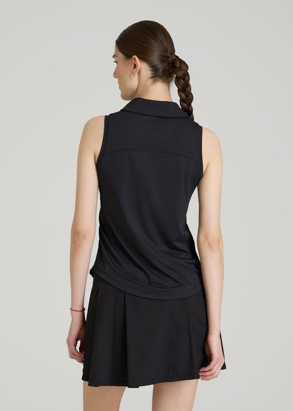 Active Sleeveless Polo Shirt for Tall Women in Black