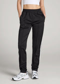 Ultra Lightweight Tricot Athletic Stripe Pants for Tall Women in Black and White