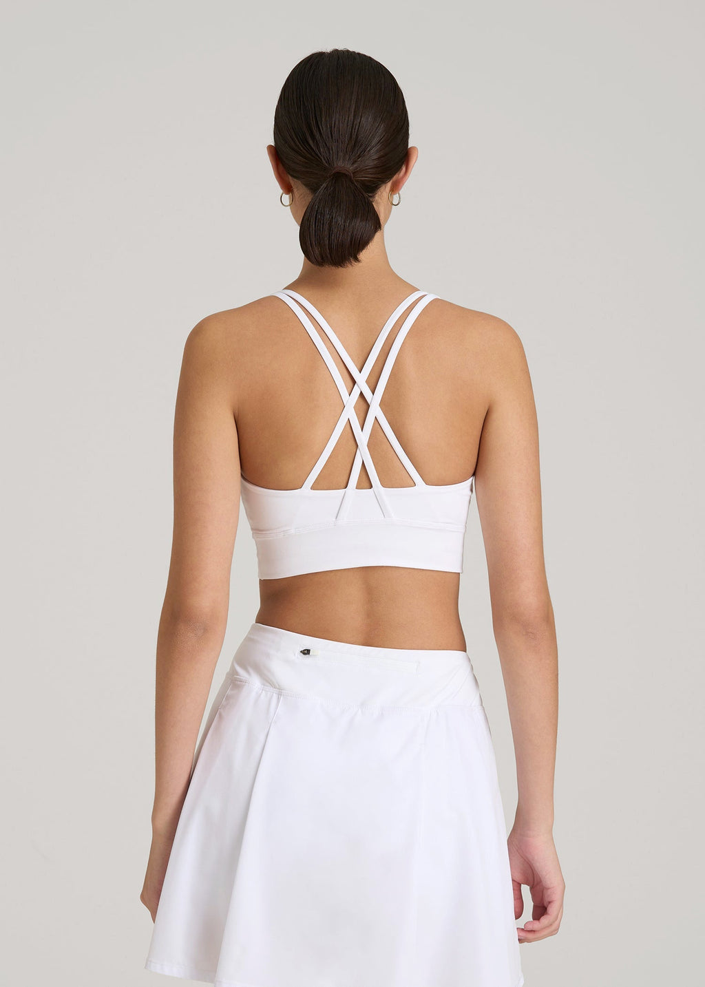 Balance Crisscross Sports Bra for Tall Women in Bright White