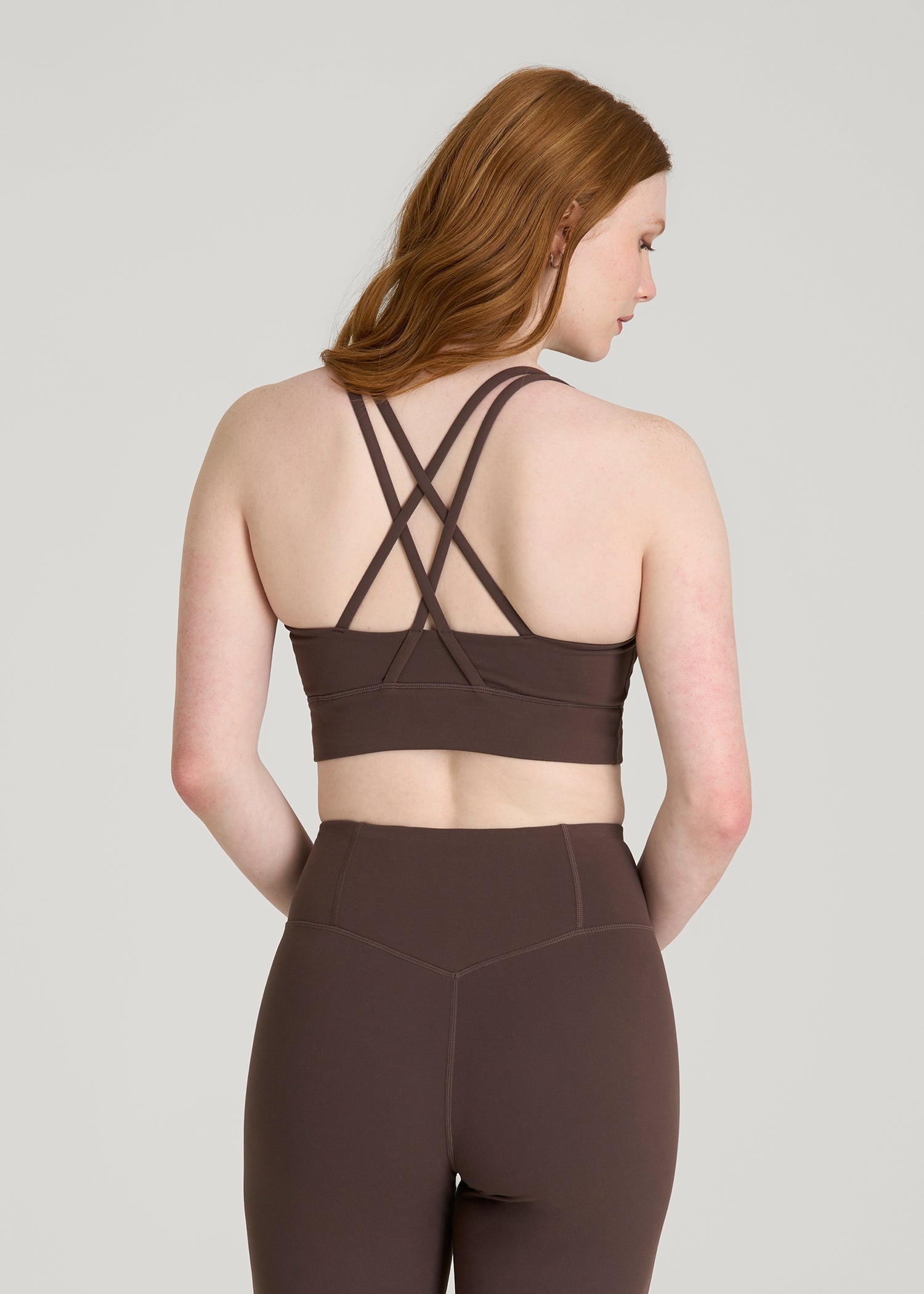 Balance Crisscross Sports Bra for Tall Women in Espresso