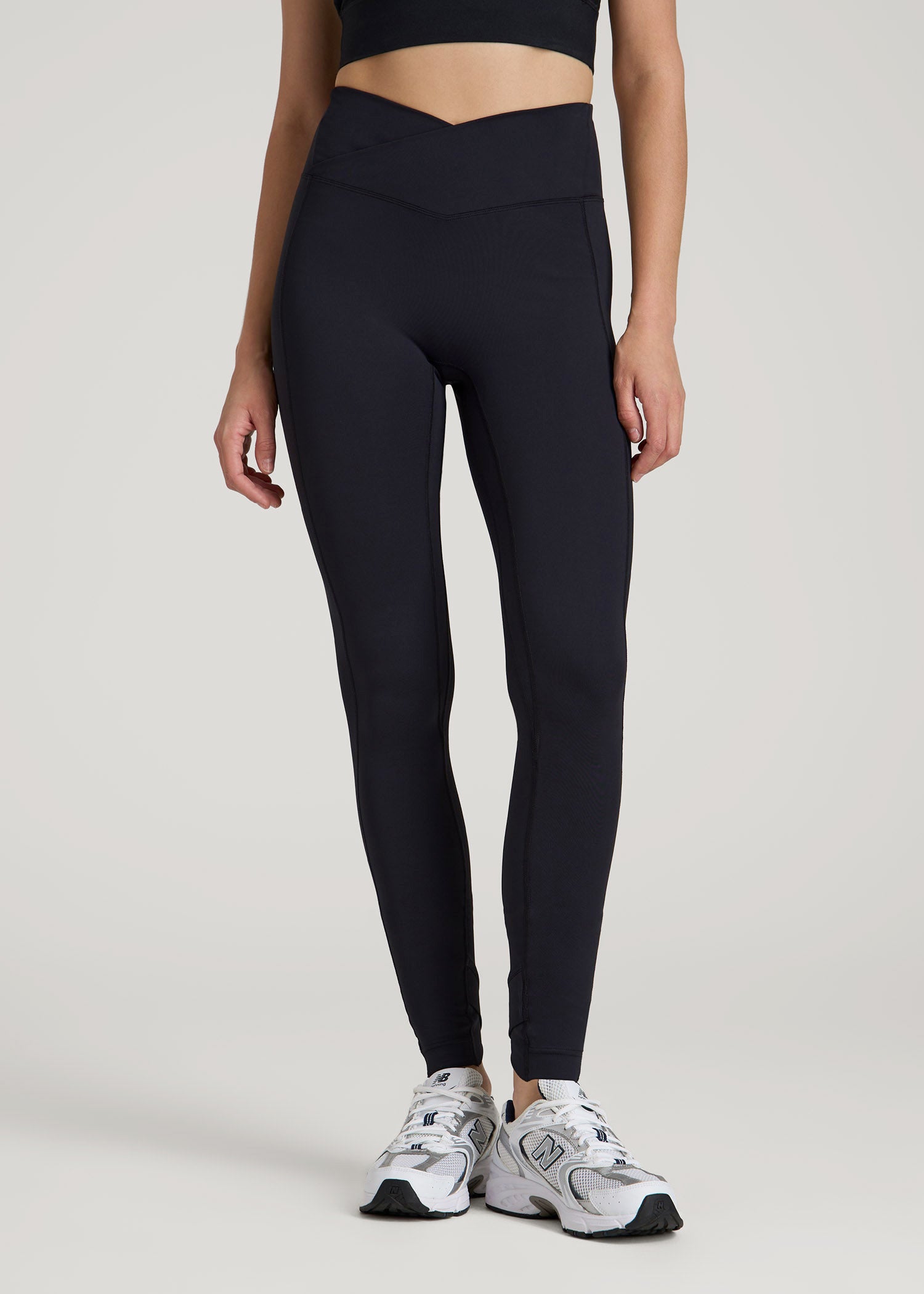 Balance Cross Over Leggings for Tall Women in Black