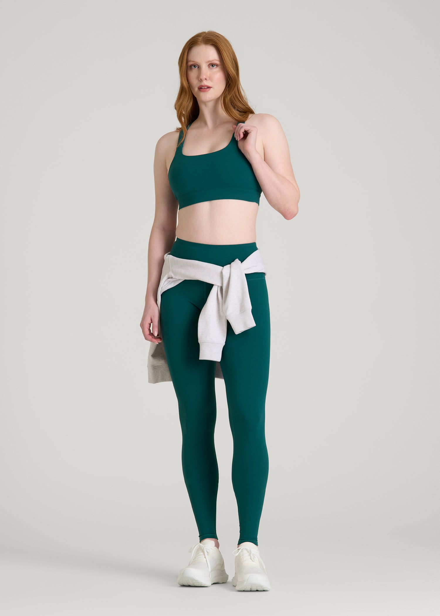 Balance Multi-Strap Sports Bra for Tall Women in Deep Teal