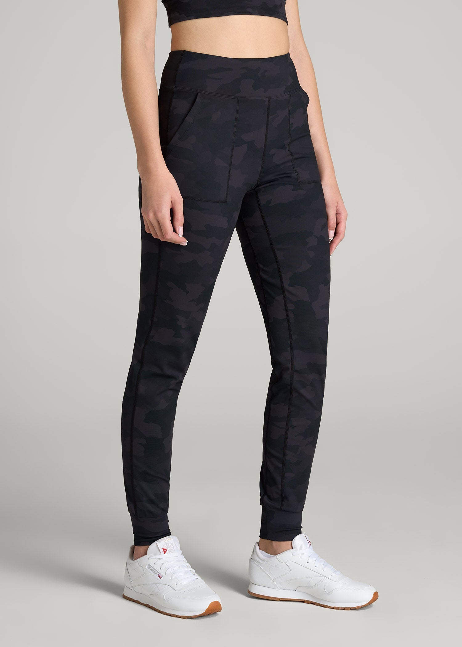 Balance Pocket Joggers for Tall Women in Grey Camo