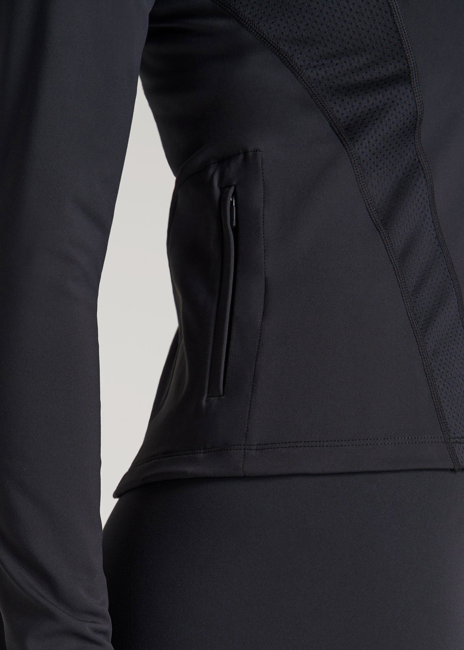 Balance Zip-Up Jacket with Stand-Up Collar for Tall Women in Black