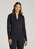 Balance Zip-Up Jacket with Stand-Up Collar for Tall Women in Black