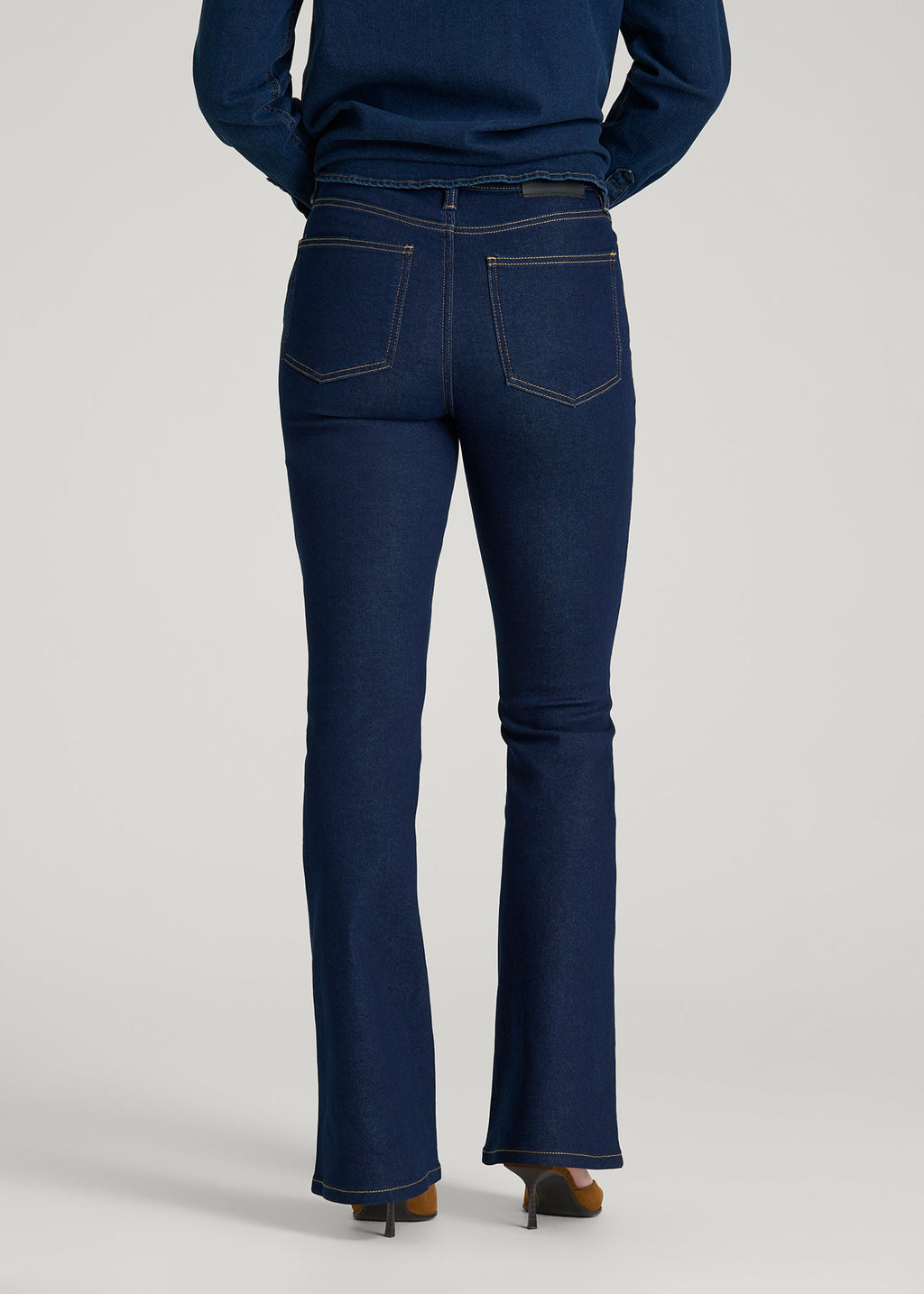 Chloe High Rise Flare Jeans for Tall Women in Deep Indigo Wash
