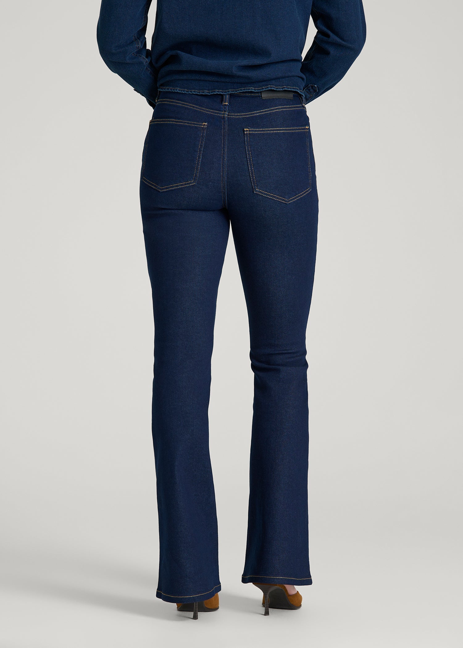 Chloe High Rise Flare Jeans for Tall Women in Deep Indigo Wash