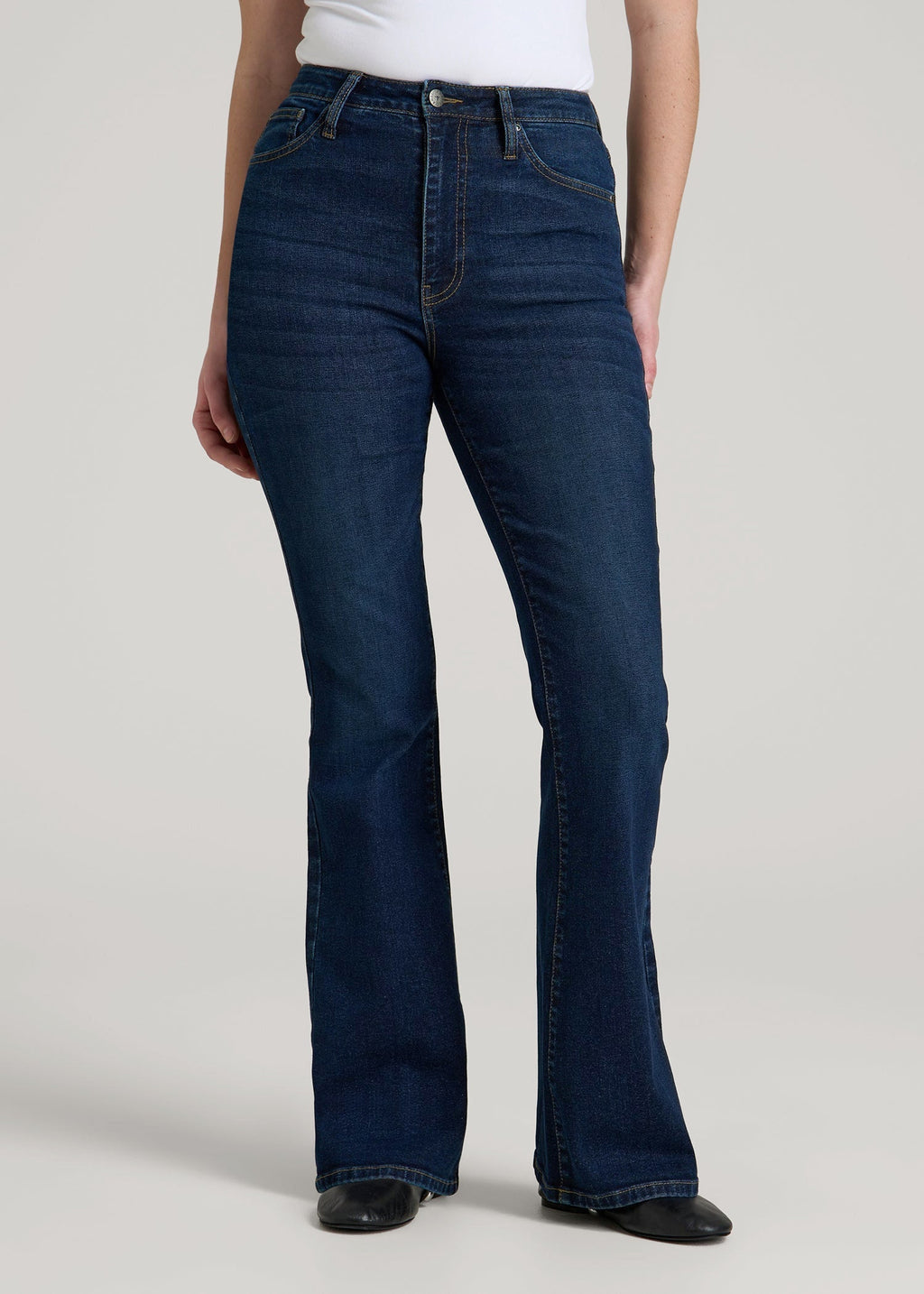 Chloe High Rise Flare Jeans for Tall Women in Indigo Dusk