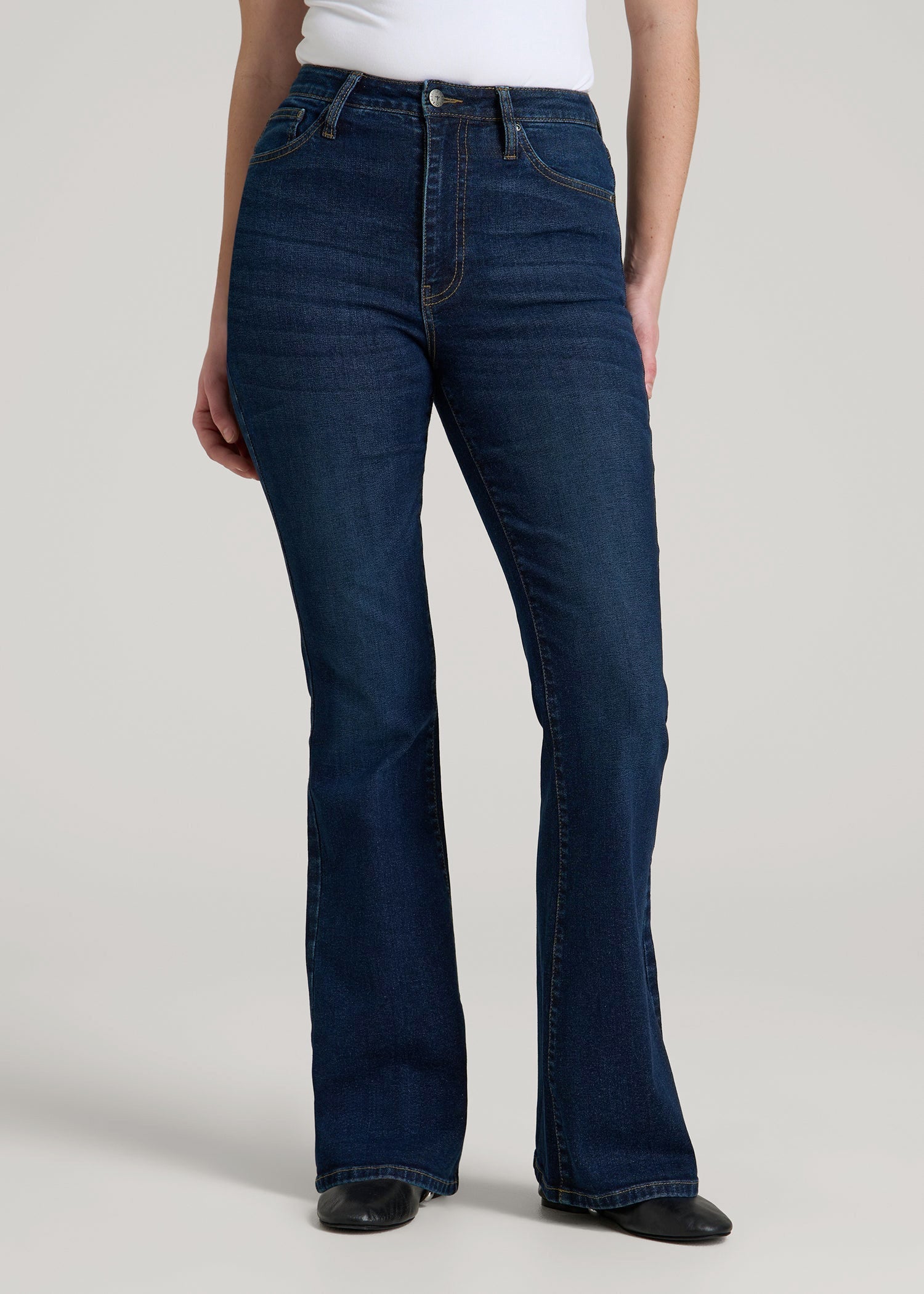 Chloe High Rise Flare Jeans for Tall Women in Indigo Dusk