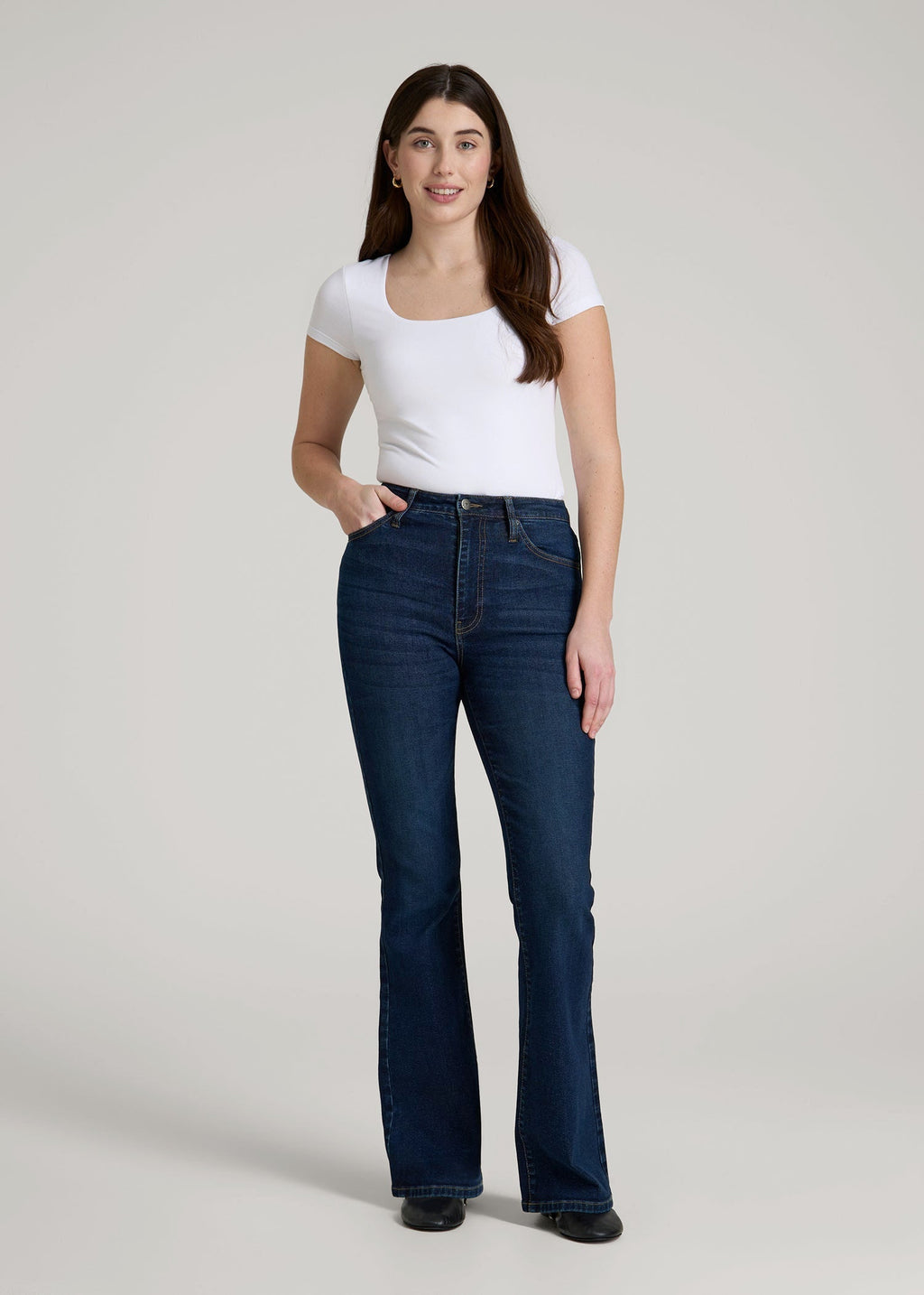 Chloe High Rise Flare Jeans for Tall Women in Indigo Dusk