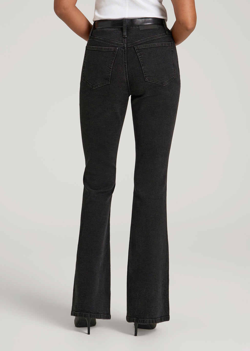 Chloe High Rise Flare Jeans for Tall Women in Onyx Black Wash