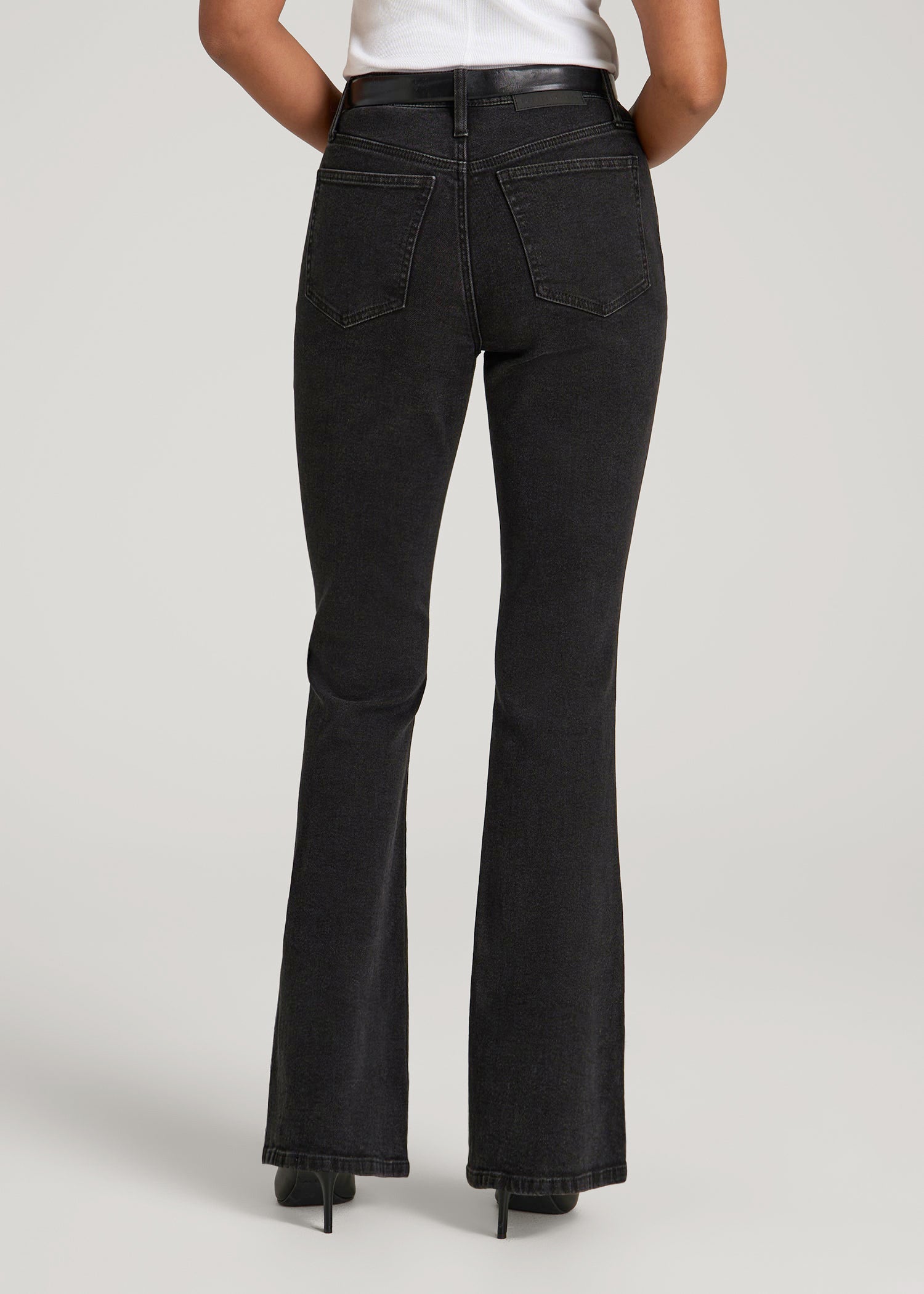 Chloe High Rise Flare Jeans for Tall Women in Onyx Black Wash