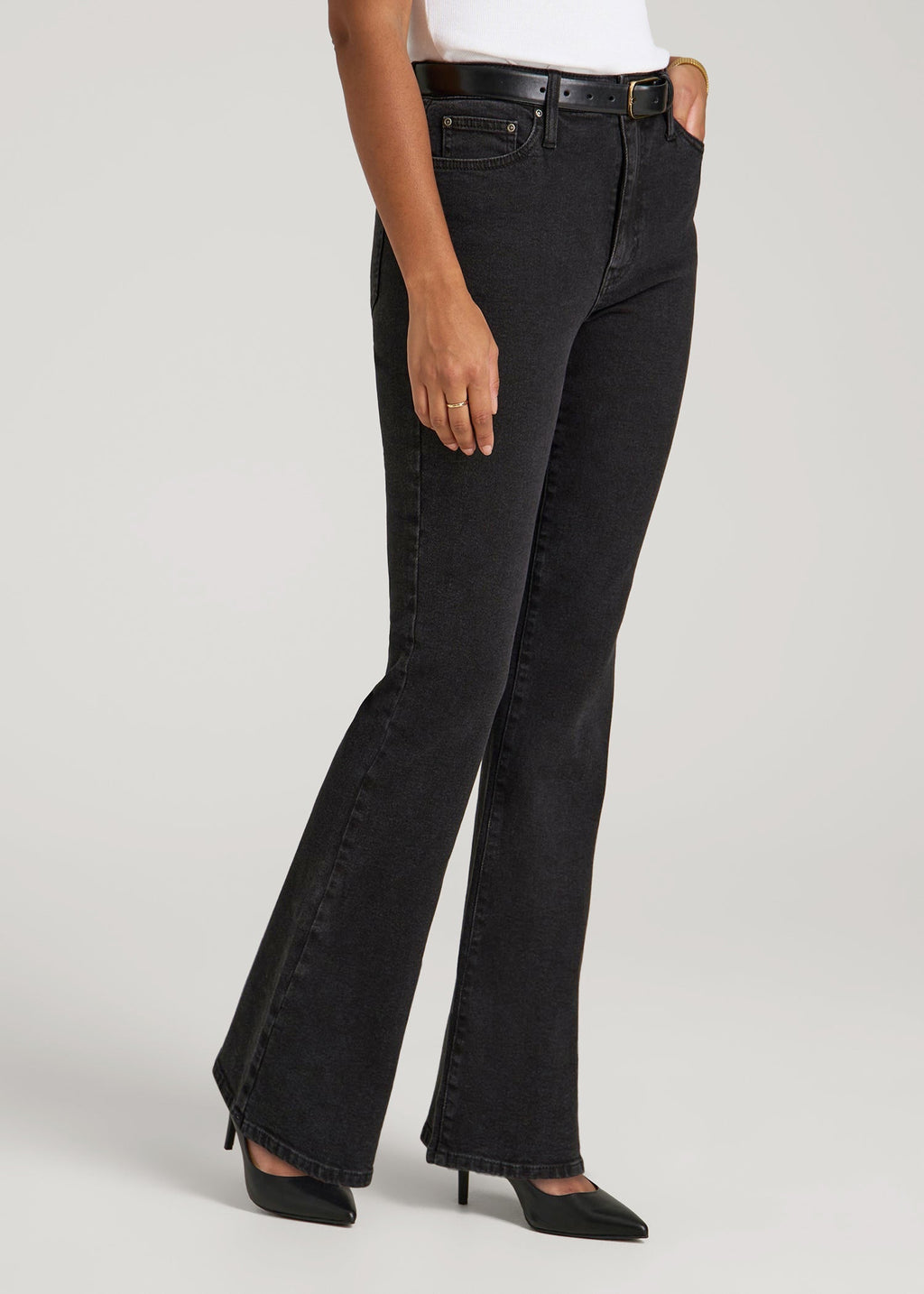 Chloe High Rise Flare Jeans for Tall Women in Onyx Black Wash