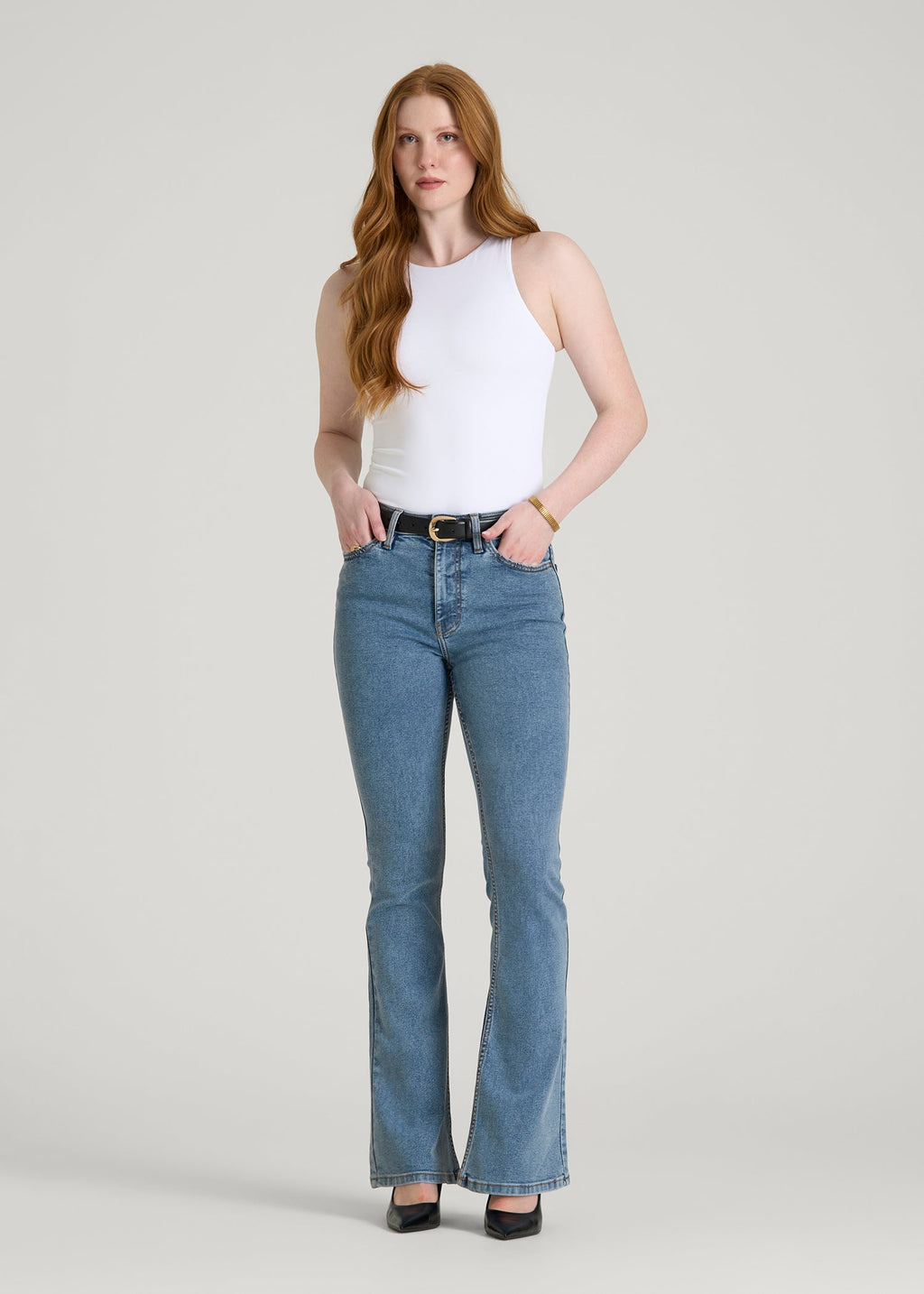 Chloe High Rise Flare Jeans for Tall Women in Perfect Blue