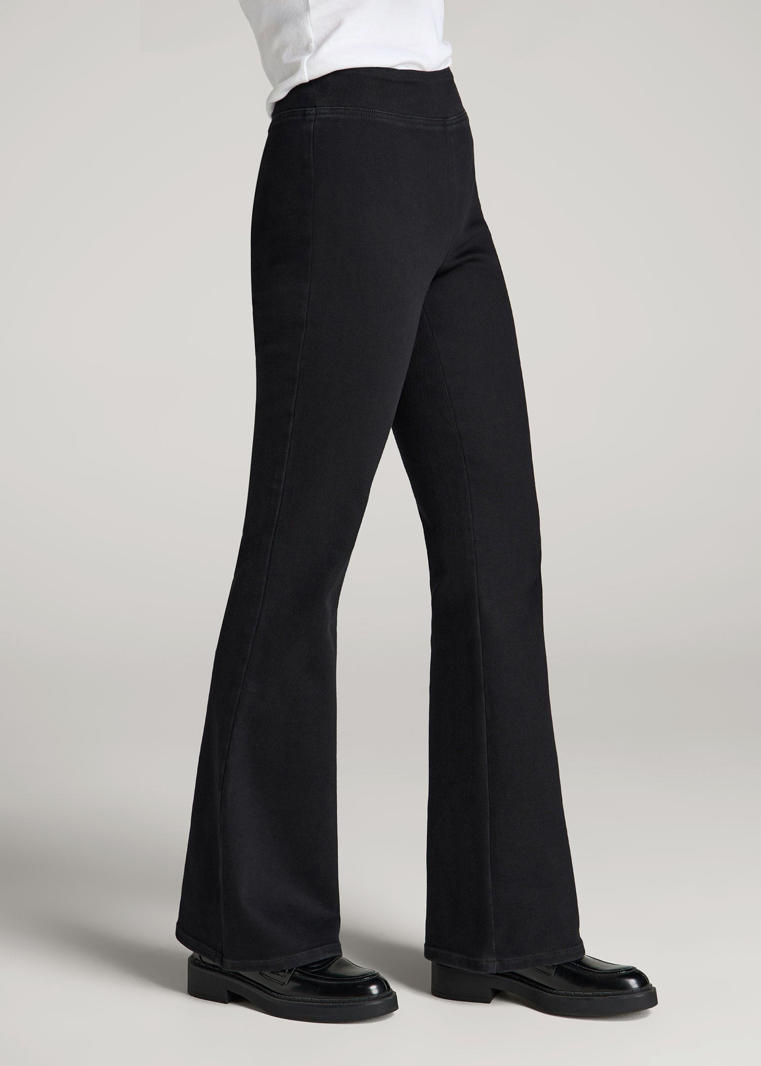 Chloe Pull-on Flare Jeans for Tall Women in Washed Black