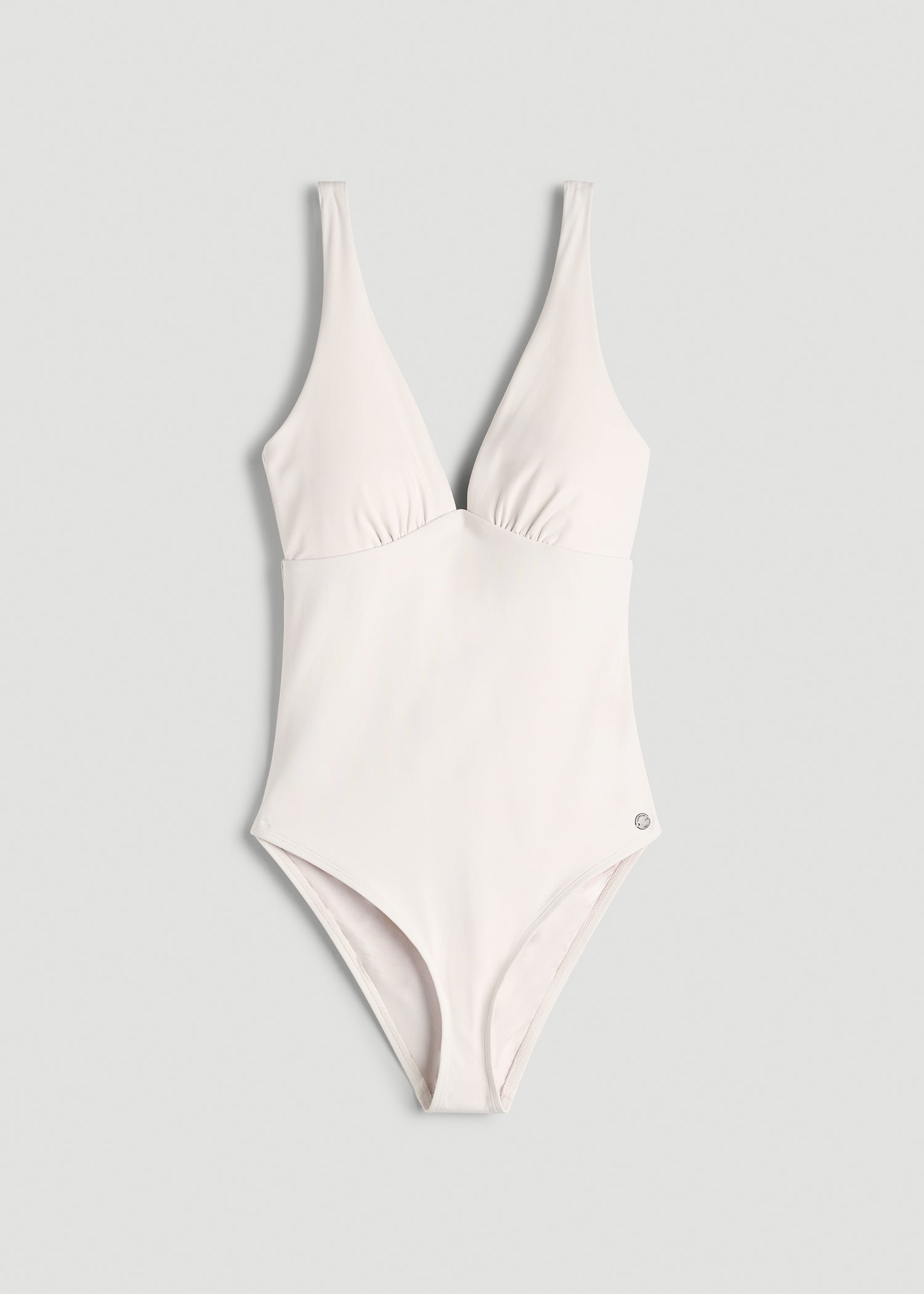 Classic V-Neck One Piece Swimsuit for Tall Women in White Sand