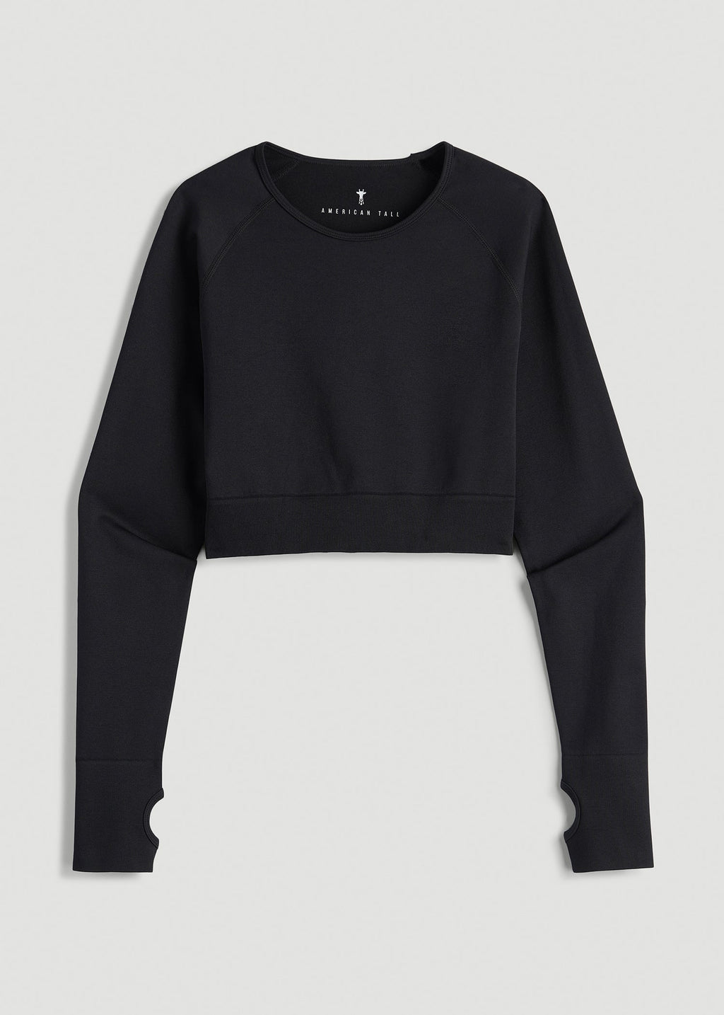 Compression Long Sleeve Cropped Training Top for Tall Women in Black