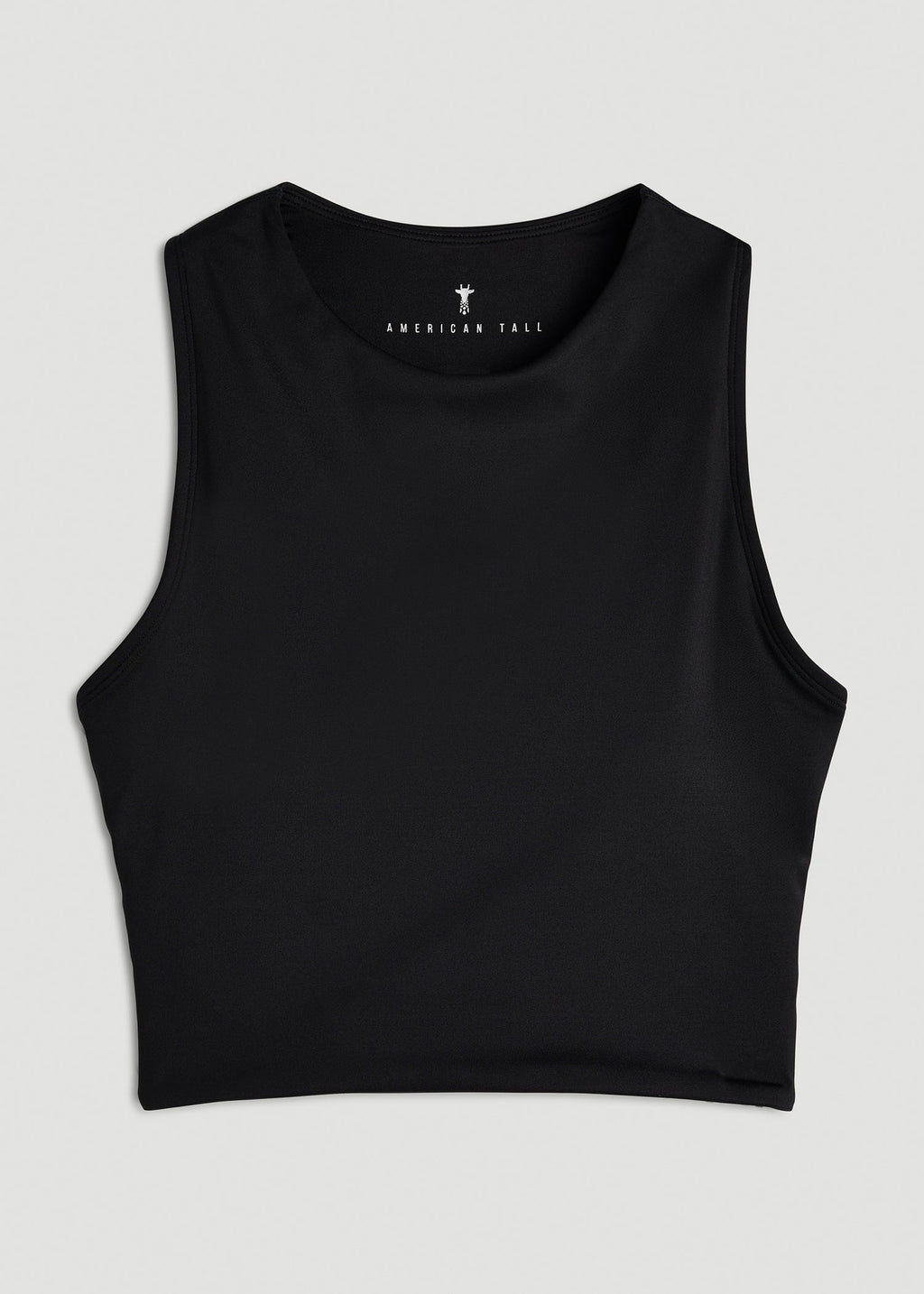 Cropped Swim Tank for Tall Women in Deep Black