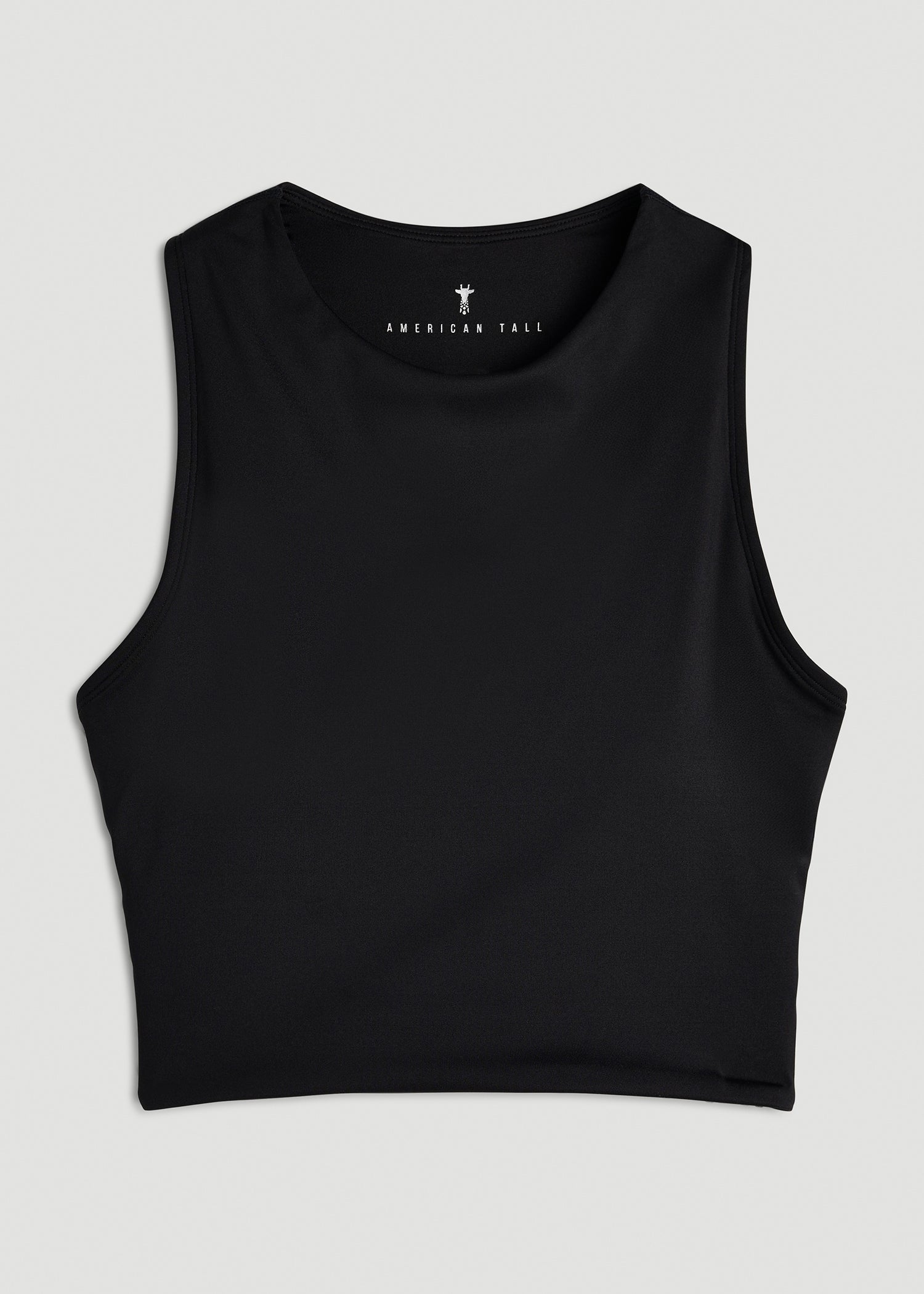 Cropped Swim Tank for Tall Women in Deep Black
