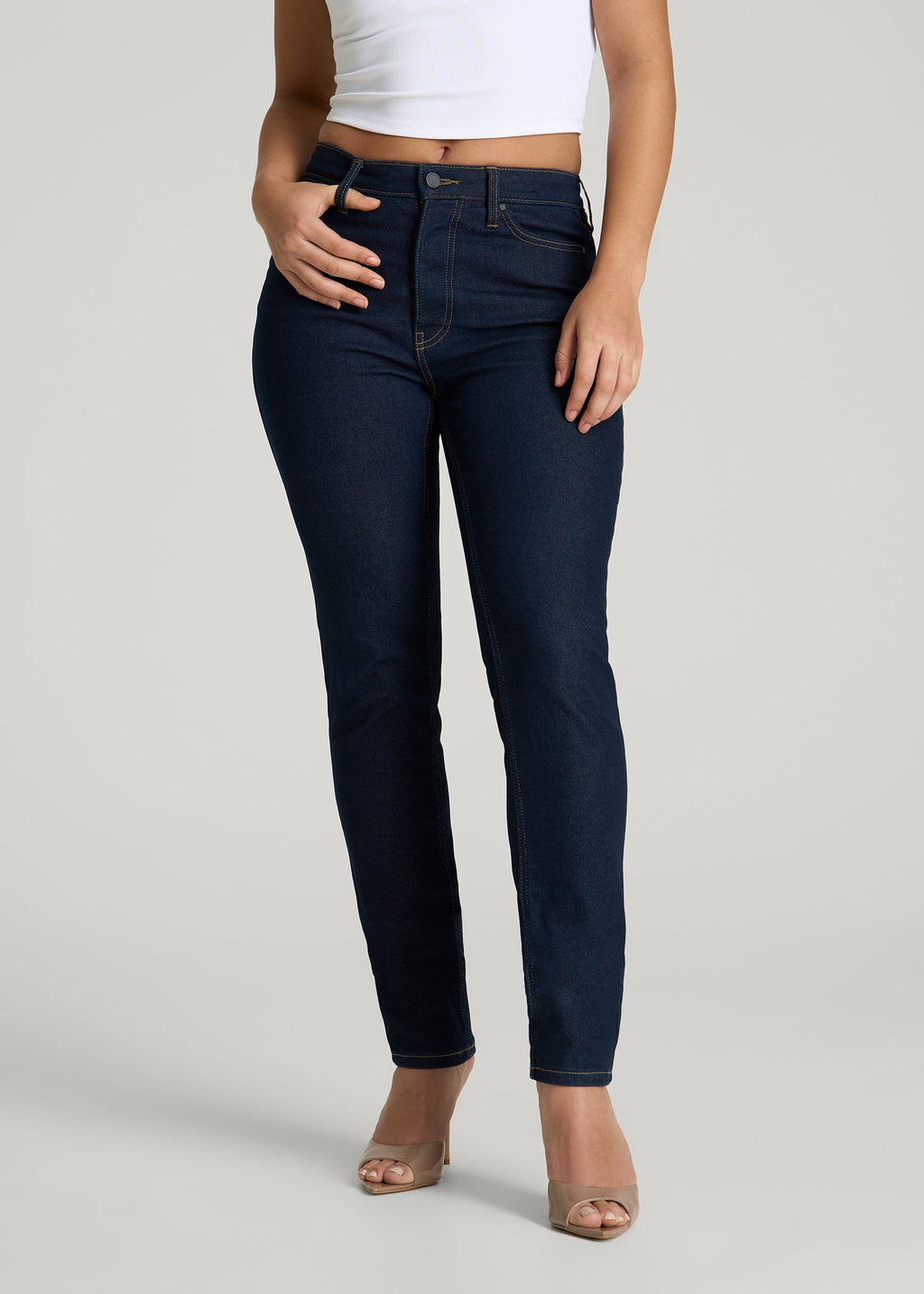 Maya Curve High-Rise Skinny Leg Jeans for Tall Women in Deep Indigo Wash