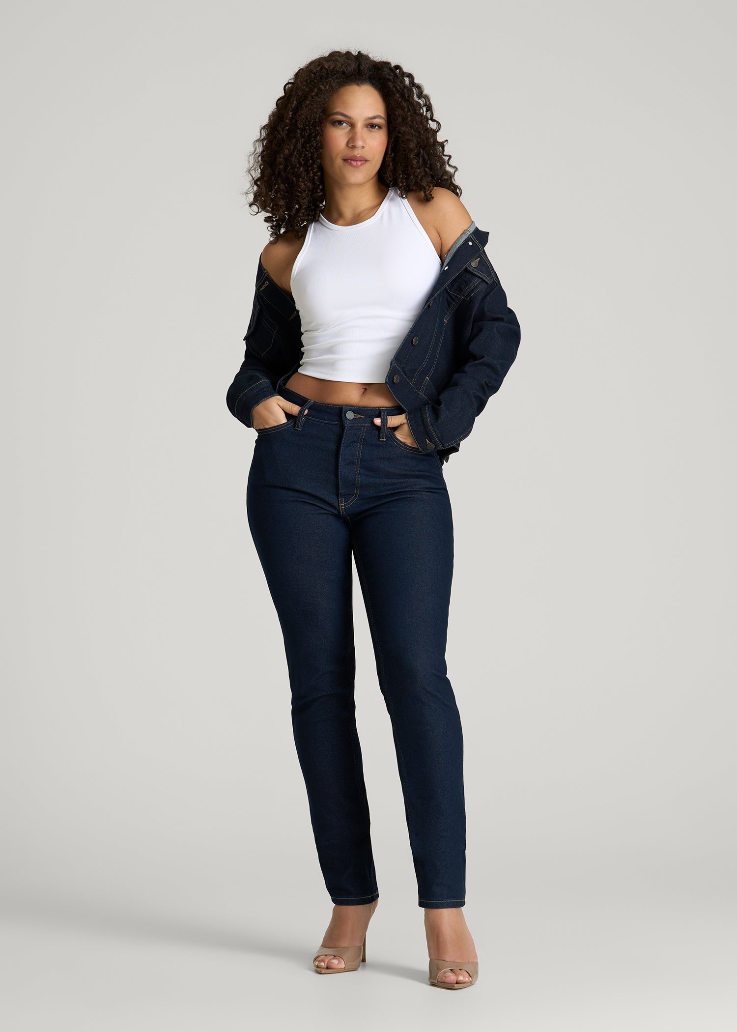 Maya Curve High-Rise Skinny Leg Jeans for Tall Women in Deep Indigo Wash