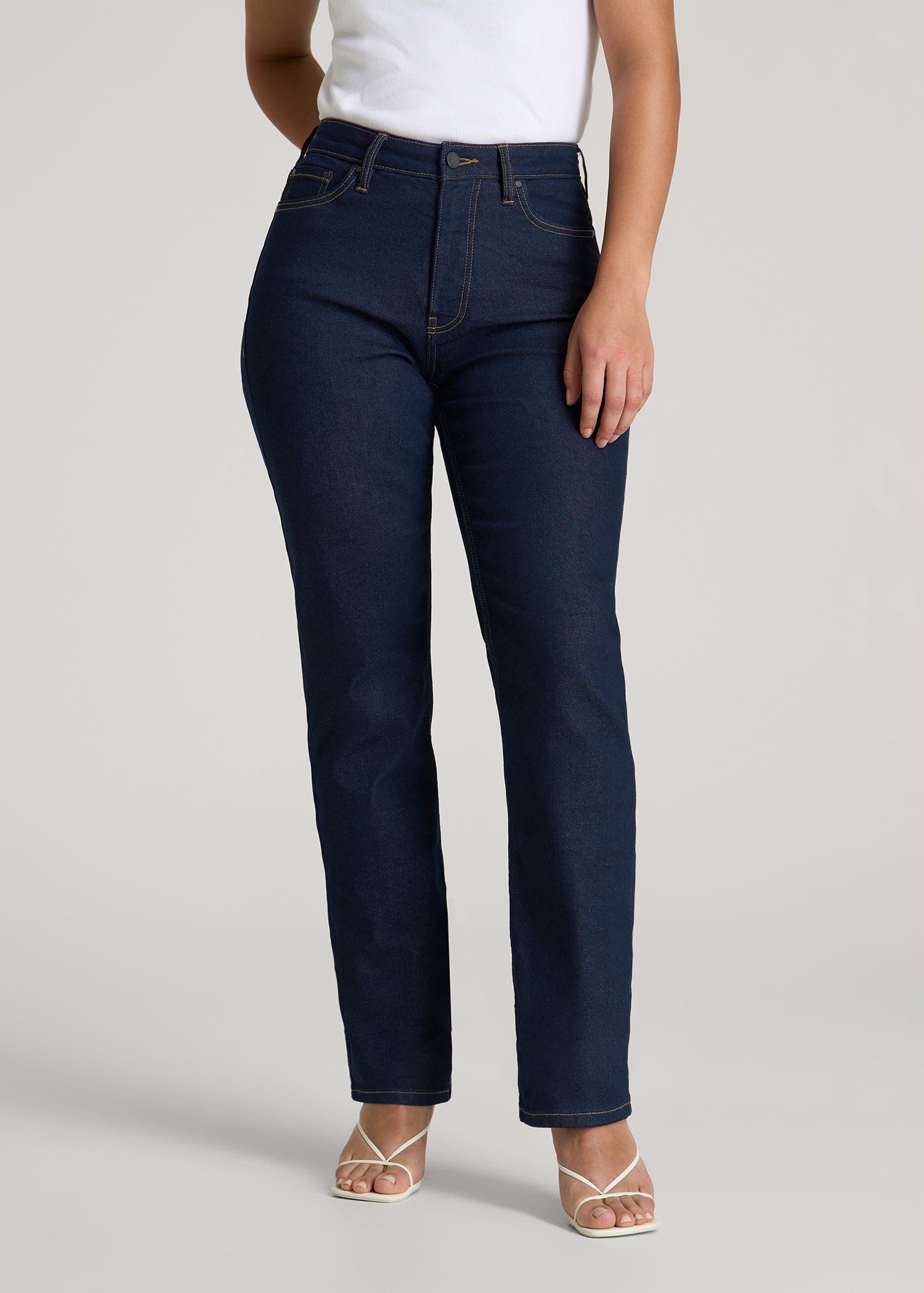 Avery Curve High-Rise Straight Leg Jeans for Tall Women in Deep Indigo Wash